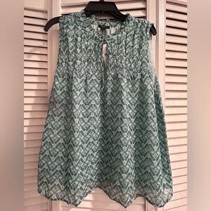 Ann Taylor Blue and Green Patterned Top